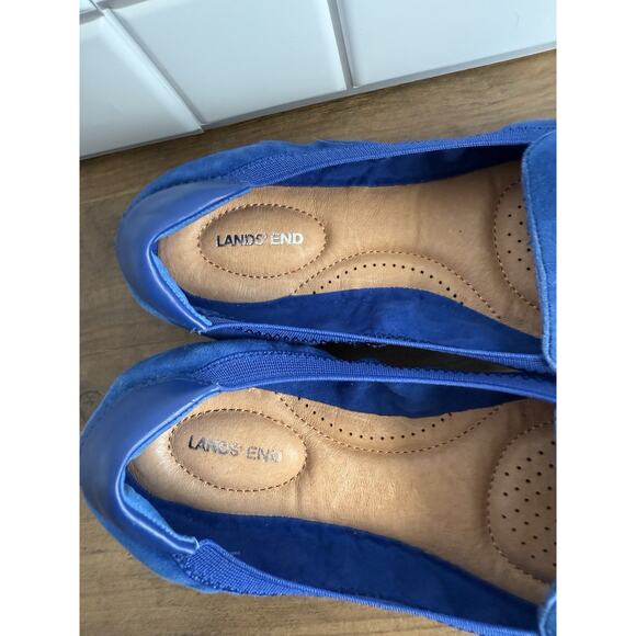 Lands End Woman Blue Suede Penny Loafers Size 7/12 511643 - Picture 3 of 6